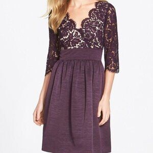 Eliza J lace and faille fit and flare dress